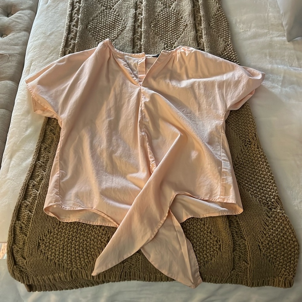J. crew pink tie front button back top